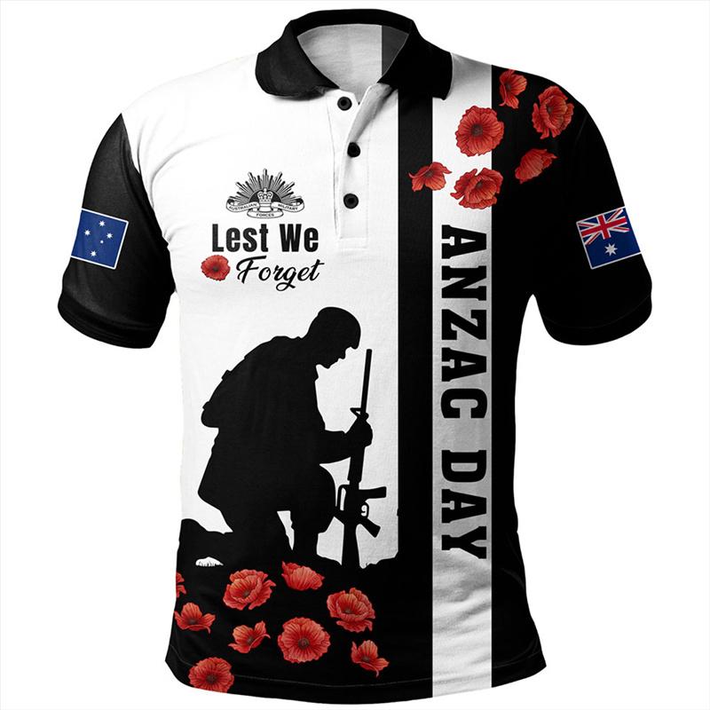 Street Fashion Men 2025 - Lest We Forget Anzac Day 폴로